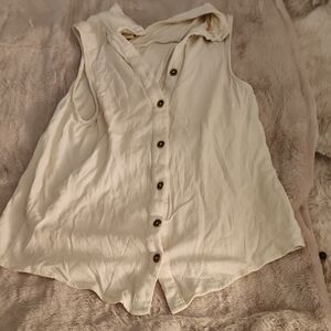 Anthropologie Cream Button-Front Sleeveless Camisole